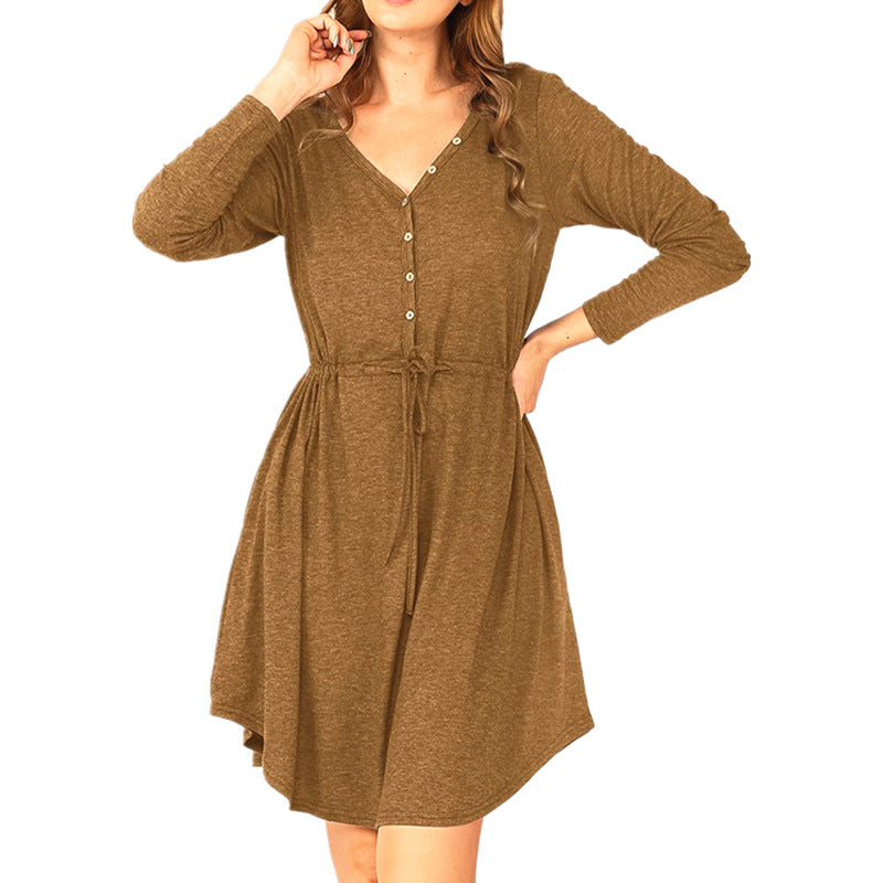 V-Neck Long-Sleeve Princess Dress