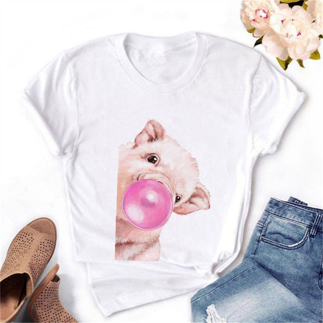 Women's Animal Balloon Printed Short-Sleeve T-Shirt