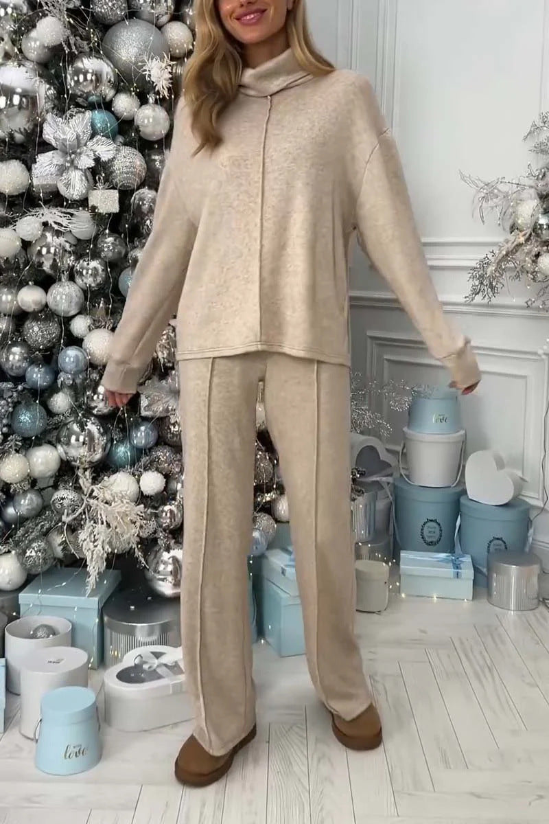Turtleneck Long-Sleeve Knitted Outfit