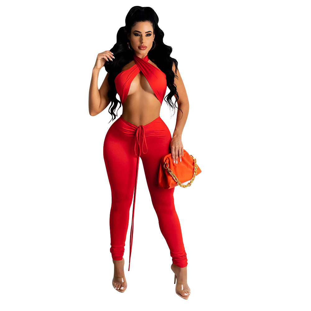 Milk Silk Two-Piece Wrap Chest Trousers for Women