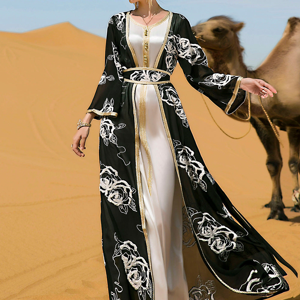 Heavy Embroidery Jacket & Maxi Dress