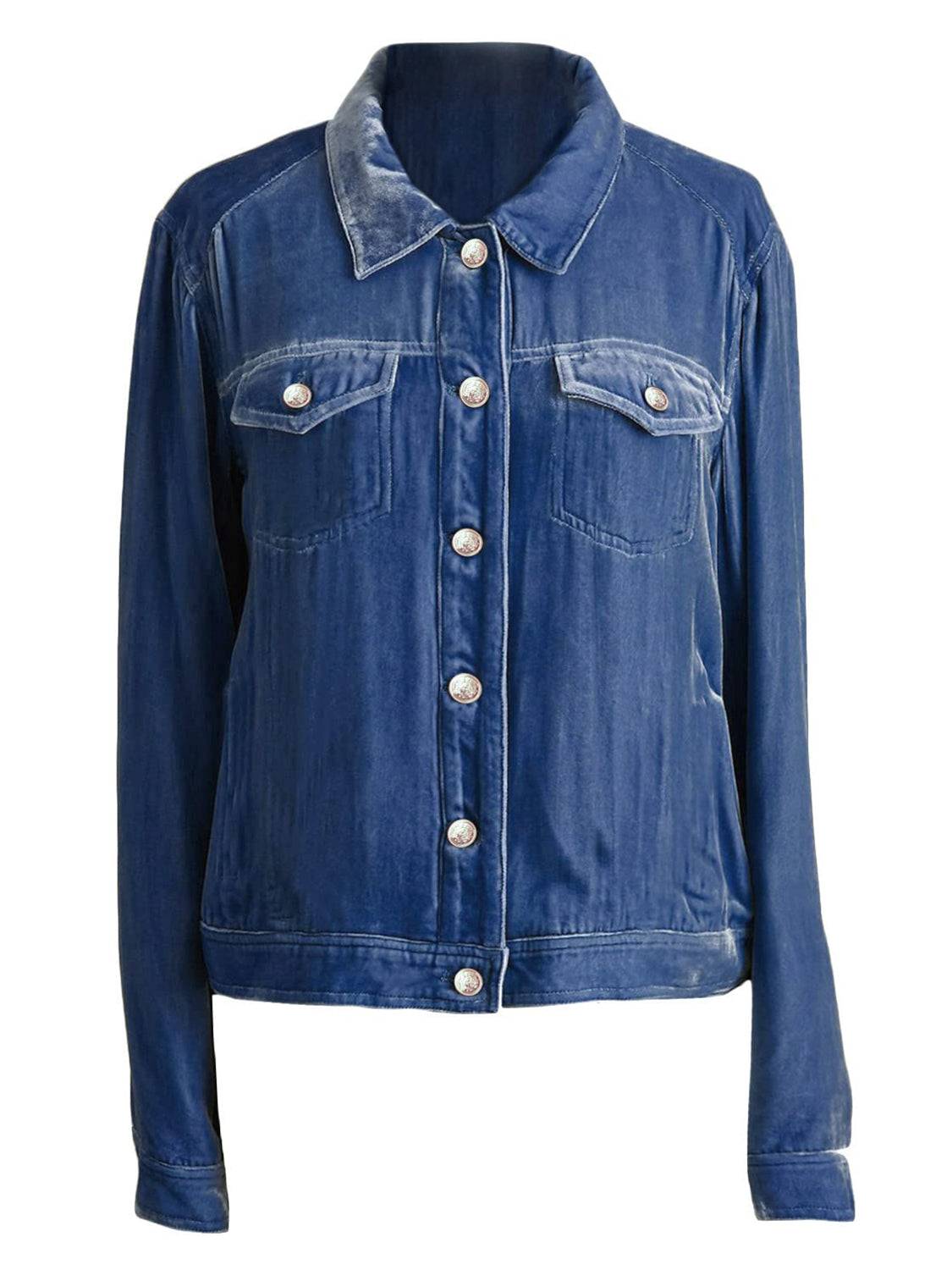 Button-Up Long-Sleeve Jacket With Chest Pockets - US Only