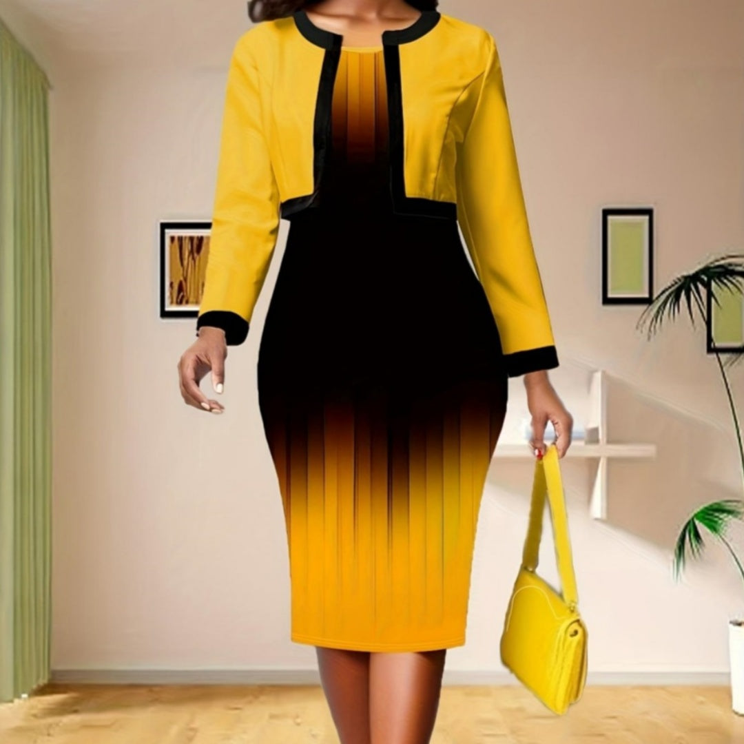 Hip-Wrapped Dress - Two-Piece Set
