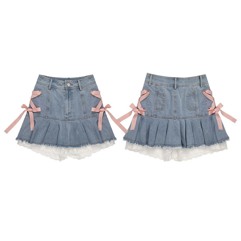 High-Waist Tie A-Line Skirt