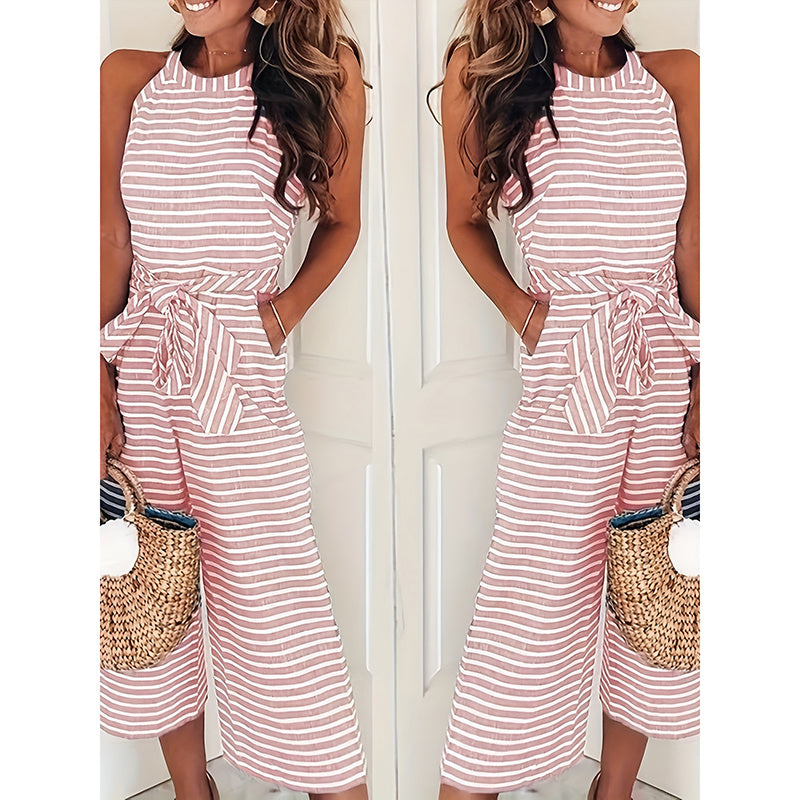 Striped Wide-Leg Jumpsuit - US Only