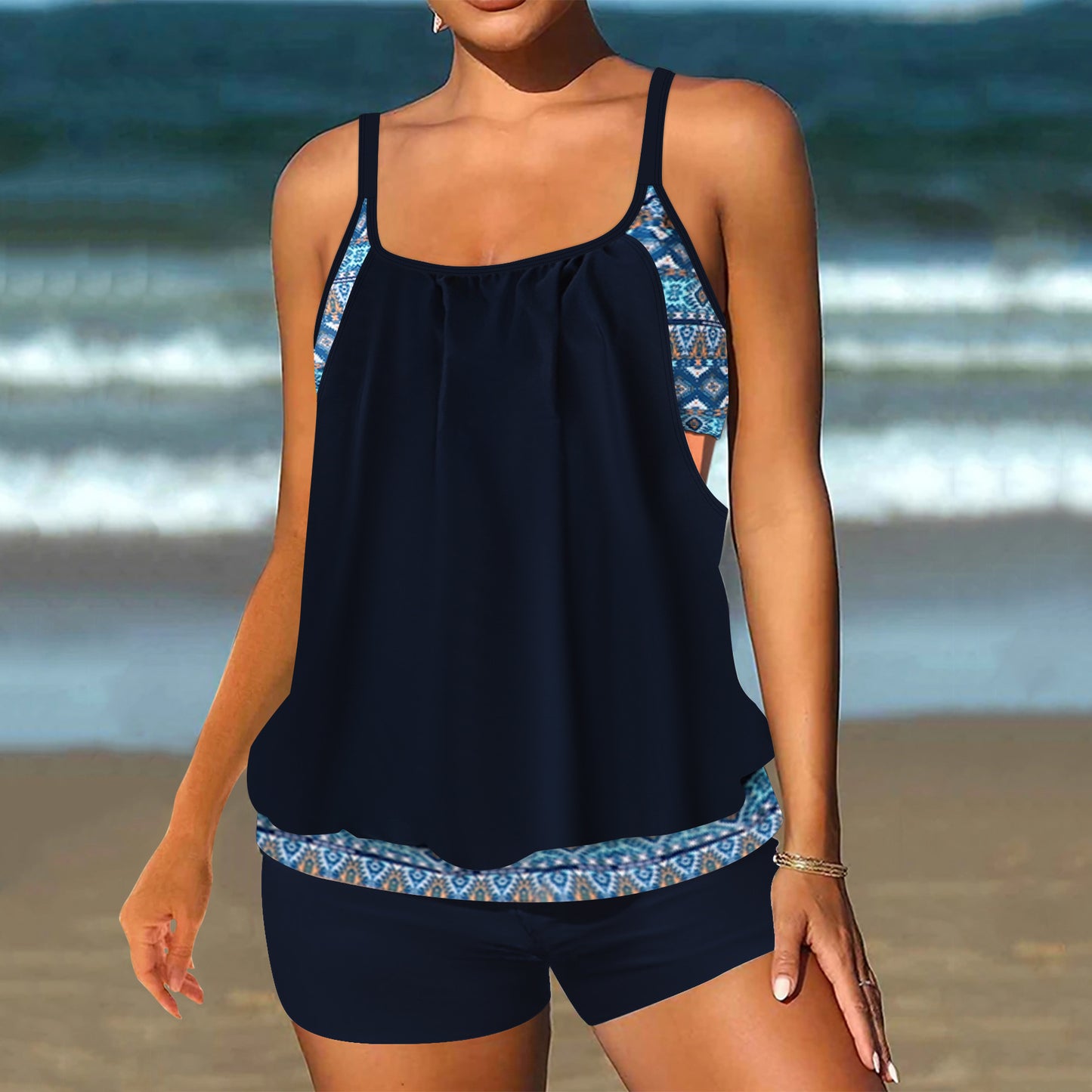 Printed Top & Shorts Swimsuit