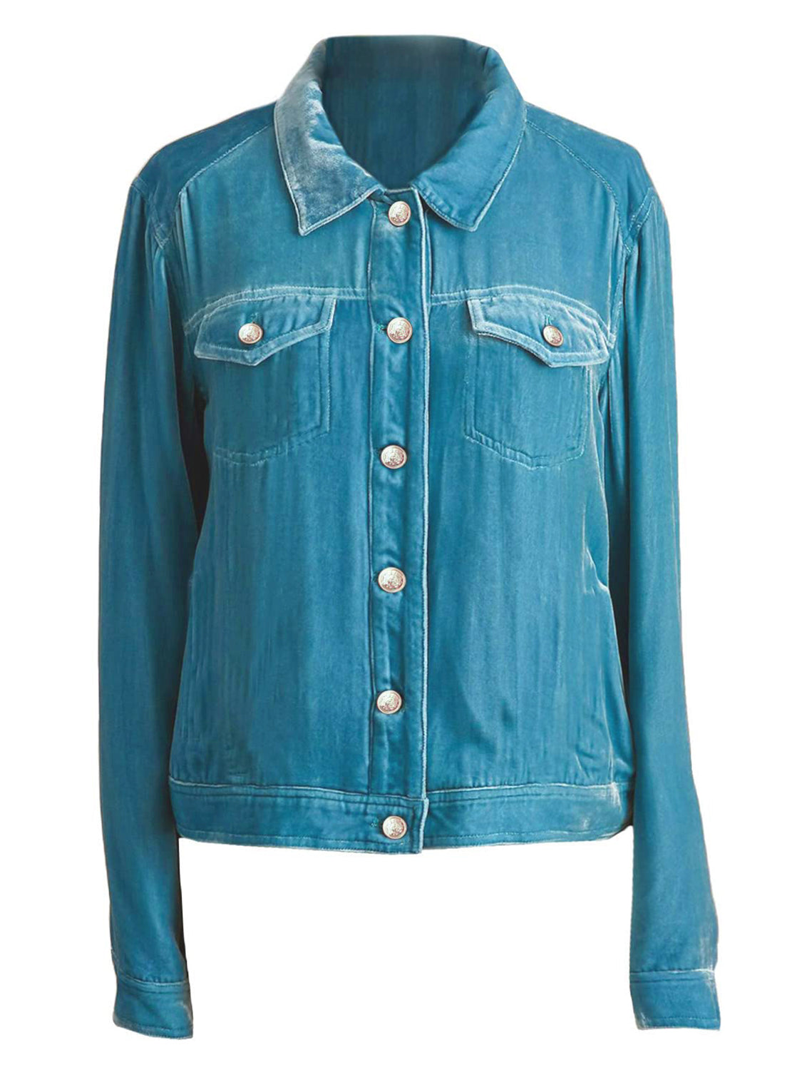 Button-Up Long-Sleeve Jacket With Chest Pockets - US Only