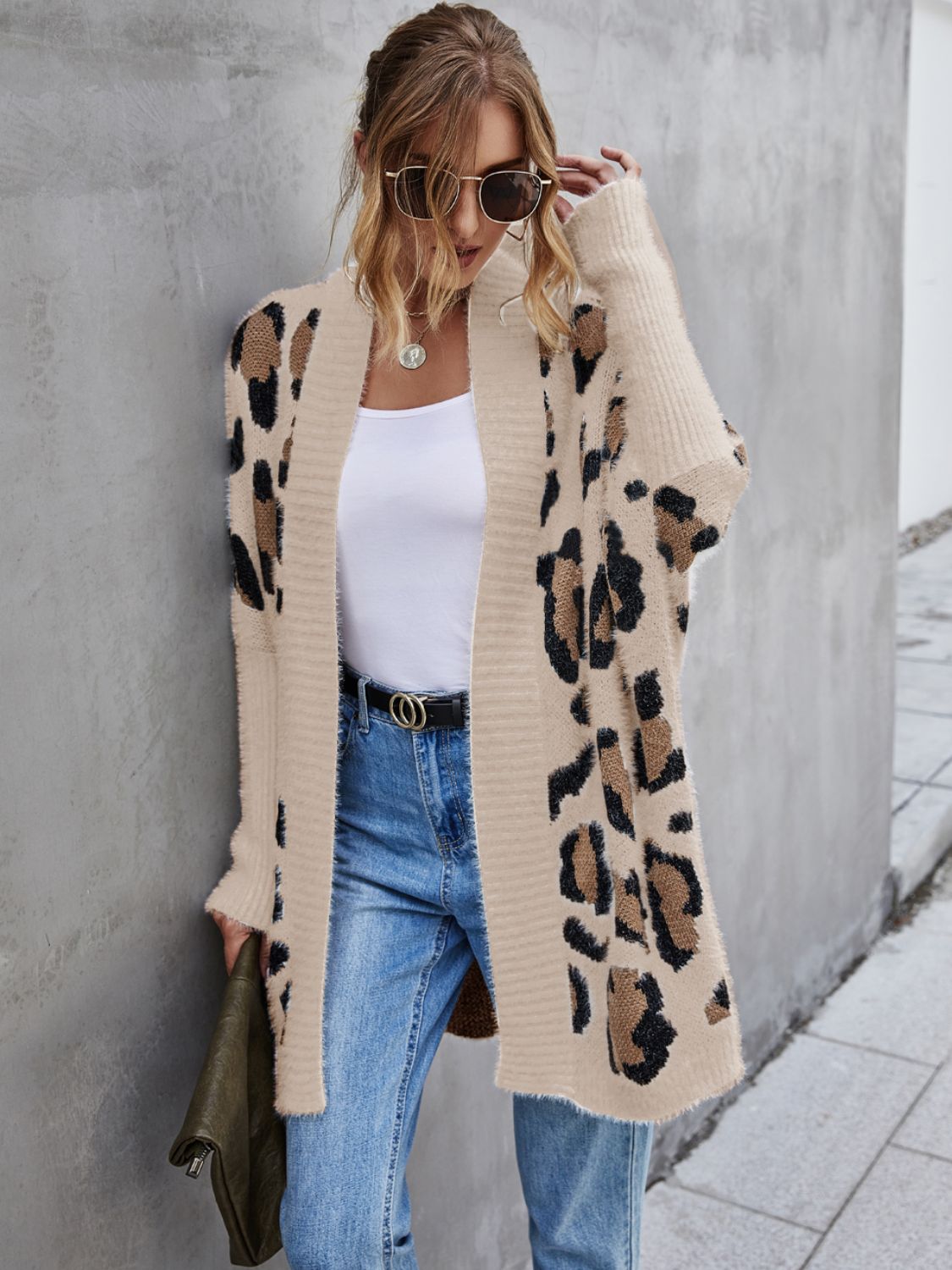 Angel Wings Leopard Pattern Fuzzy Cardigan - US Only