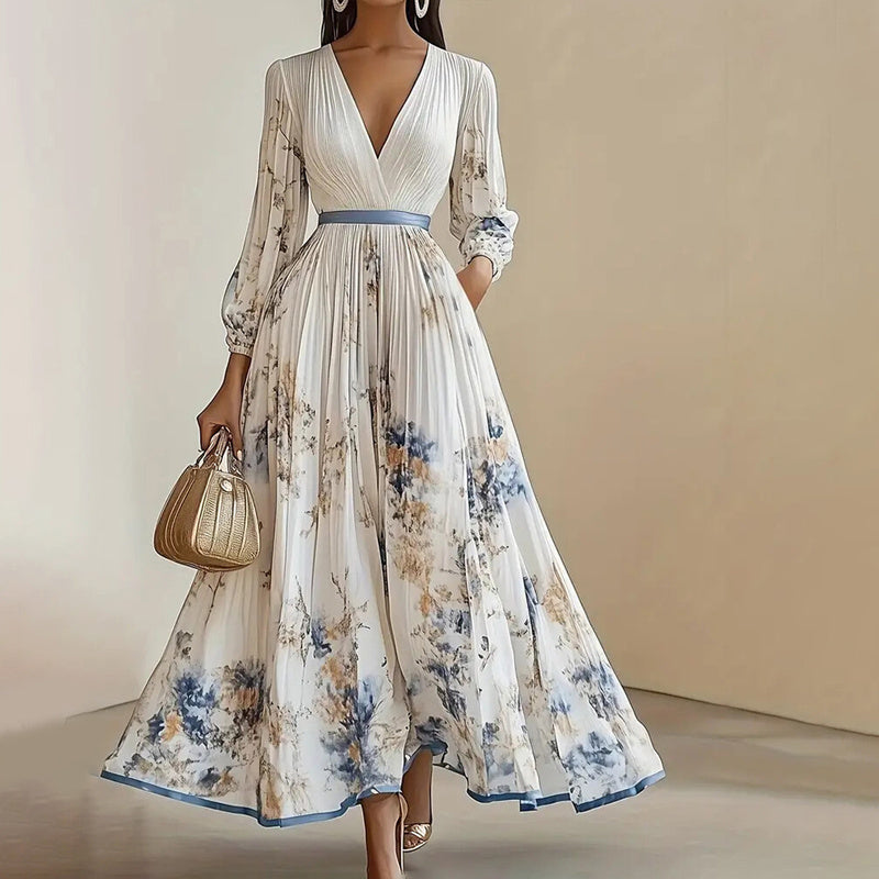 Flowy Floral Ruffled Evening/Party Dress - US Only
