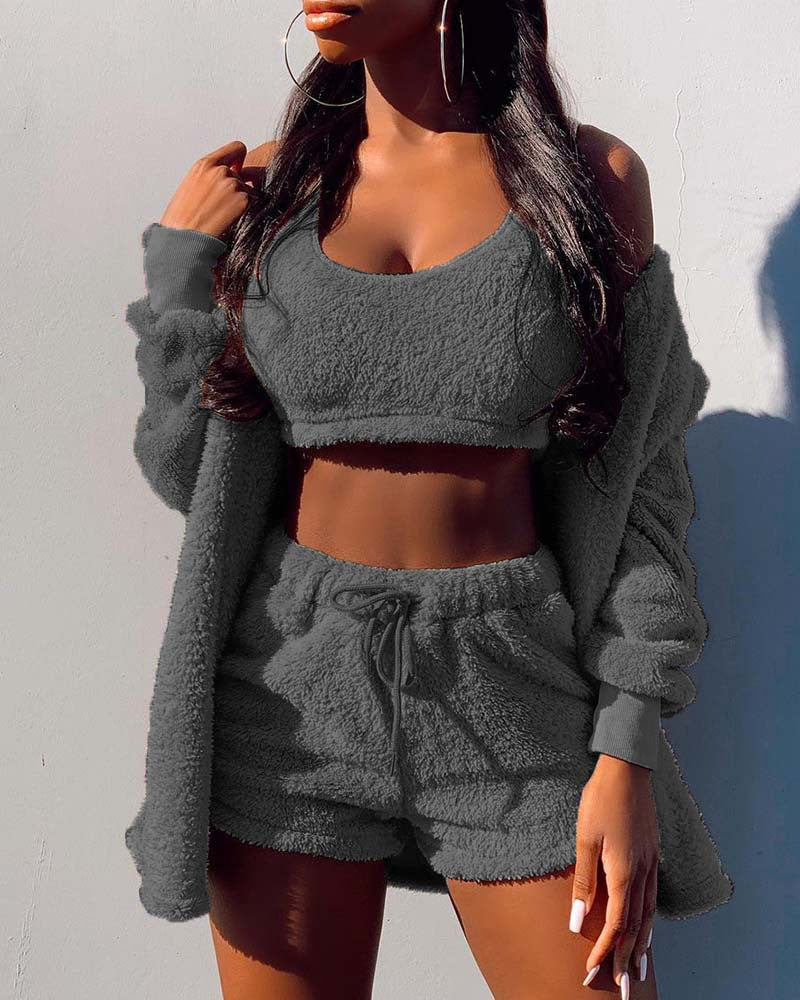 Casual Suit For Women - Coat+Shorts+Vest