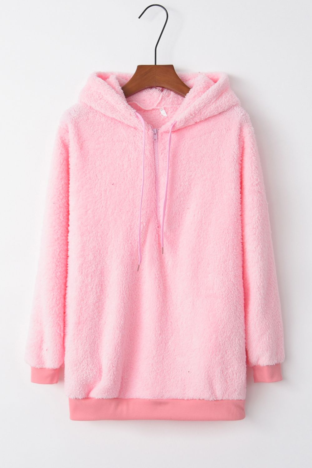 Quarter-Zip Drawstring Teddy Hoodie - US Only