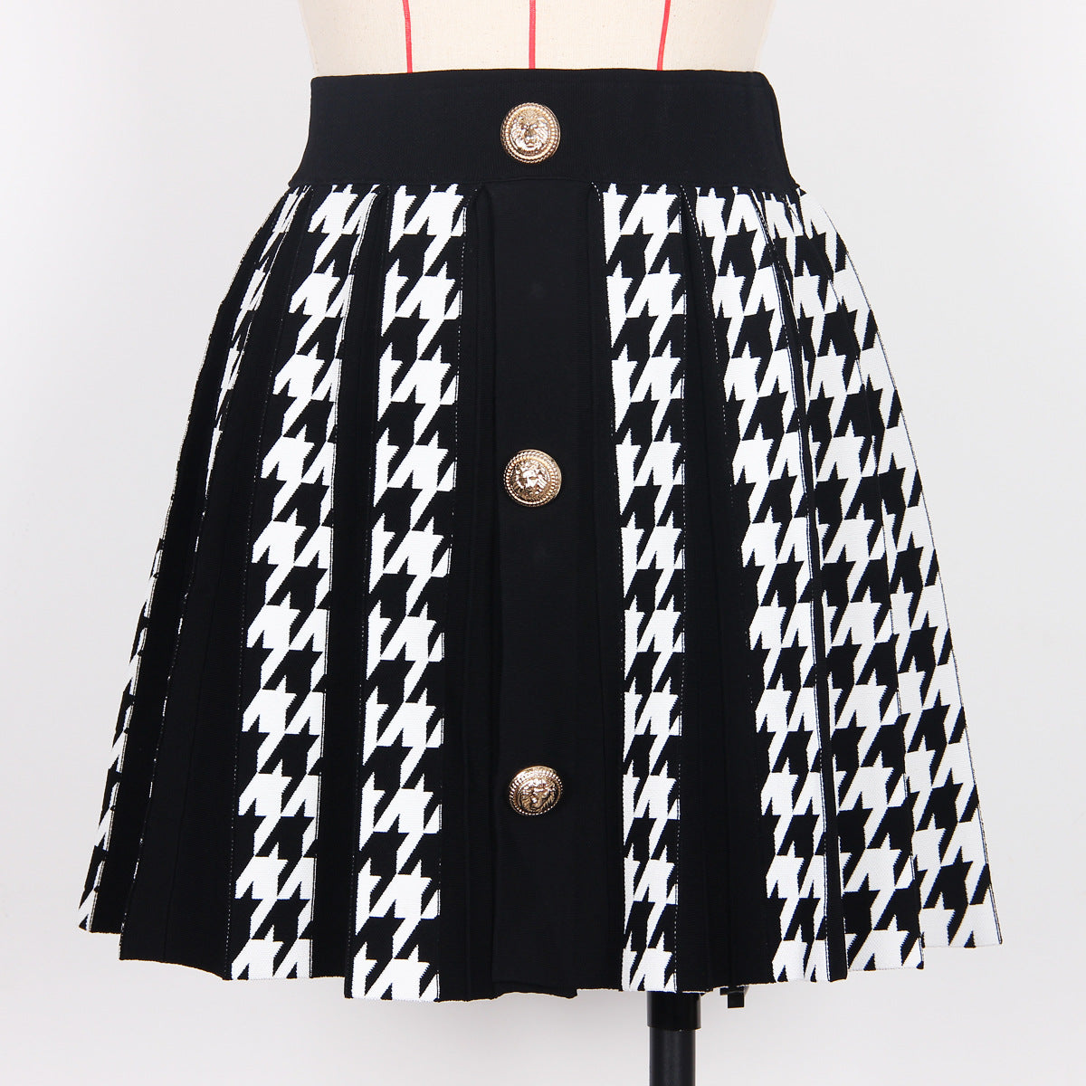 Knitted Houndstooth Mini Skirt