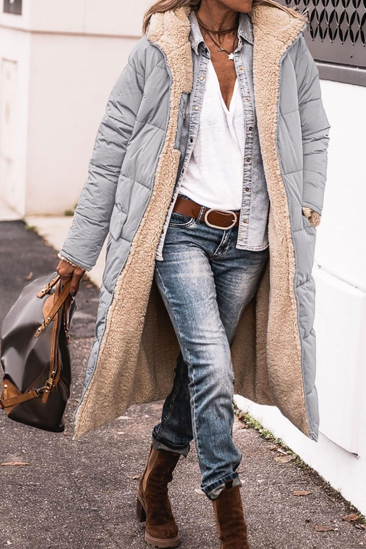 Double-Sided Hooded Long Jacket