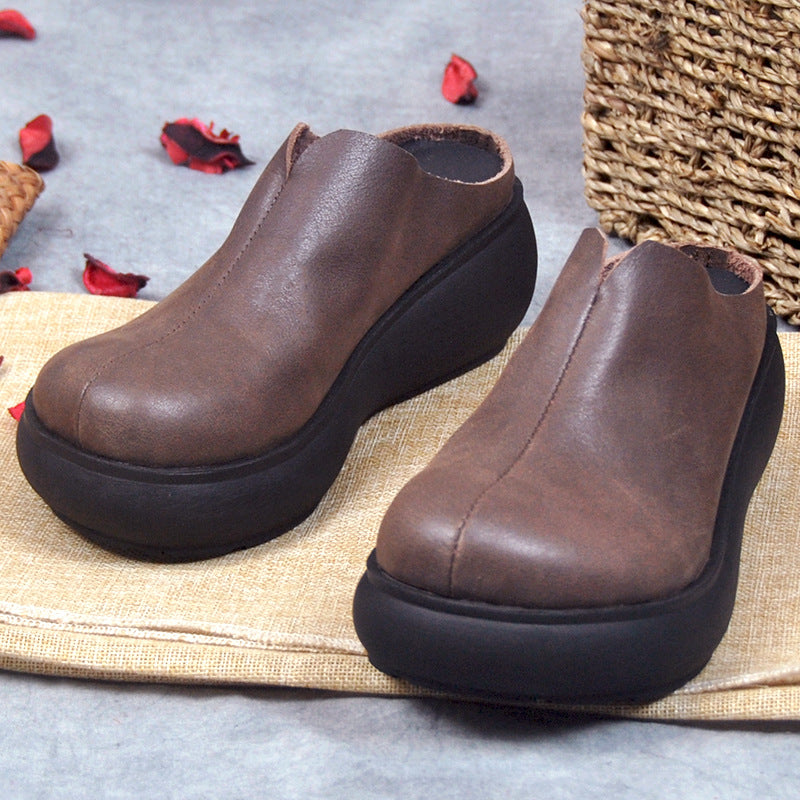 Retro Platform Leather Sandals