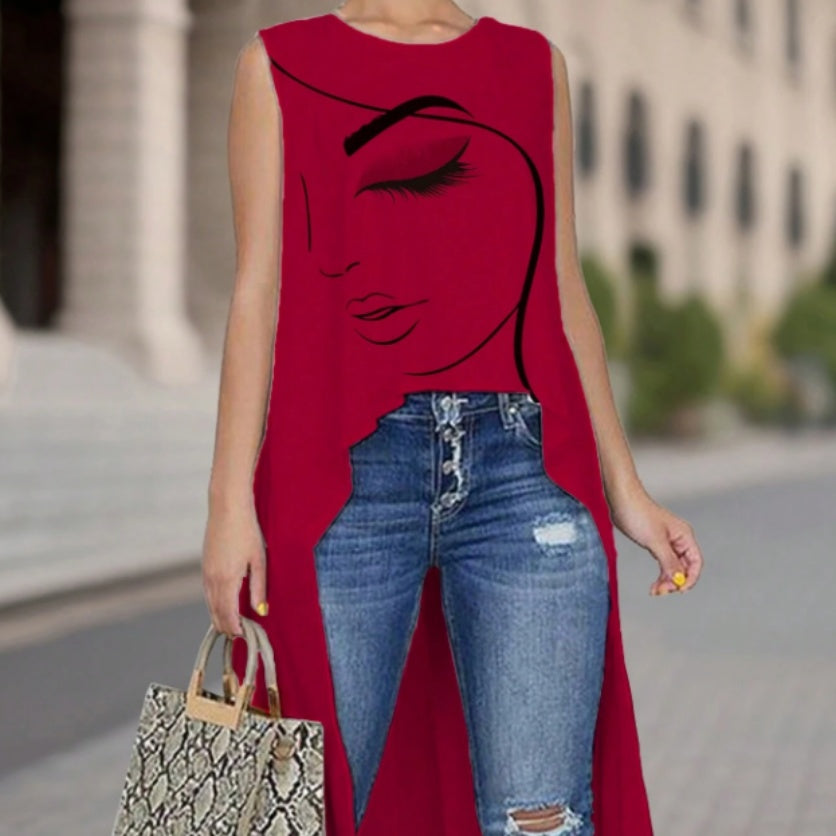 Summer Ladies Casual Print Sleeveless Gown