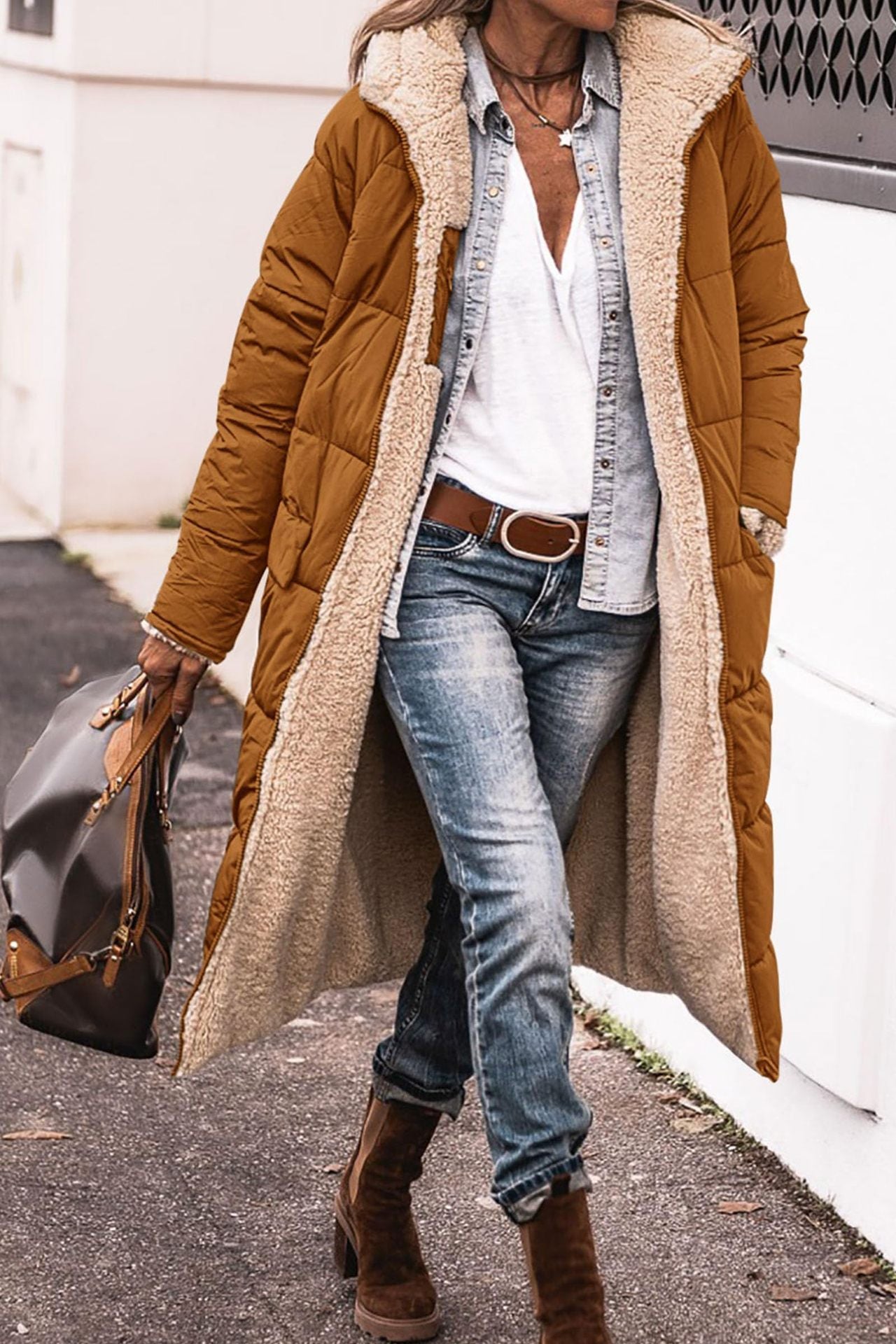 Double-Sided Hooded Long Jacket