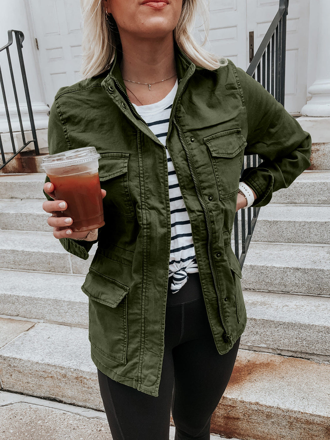Pocketed Long-Sleeve Zip-Up Jacket - US Only