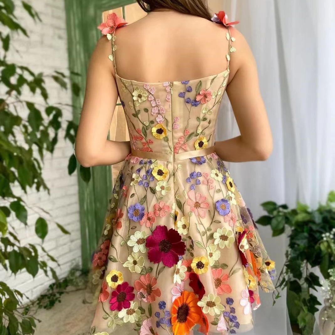Three-Dimensional Flower Embroidery Dress