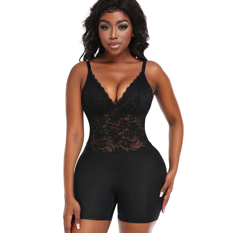 Hip-Shaping Lace Tight Braces Jumpsuit