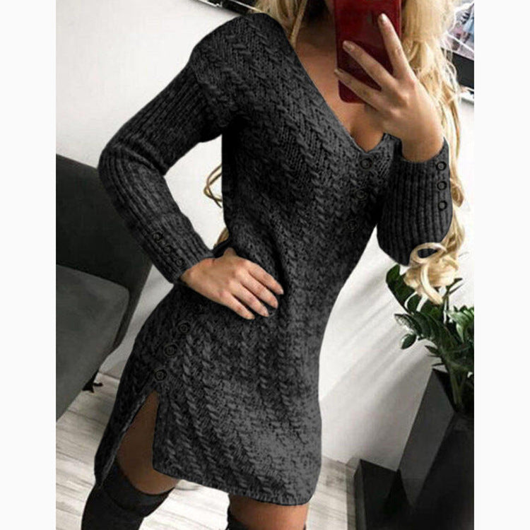 Cardigan-Style Solid-Colour Mini Dress