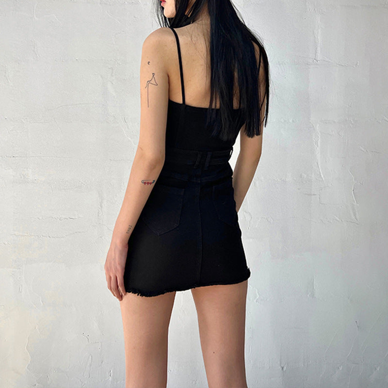 Denim Suspender Dress