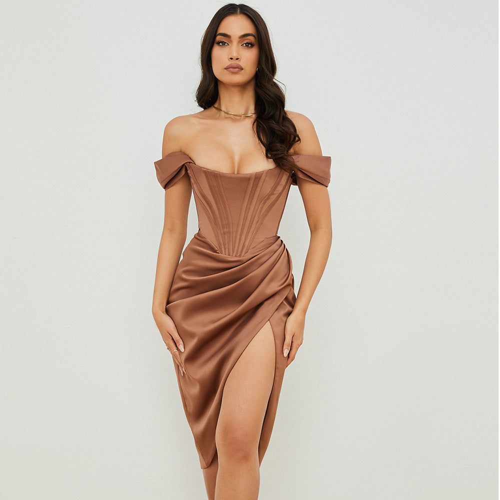 Off-Shoulder Short-Sleeve Party Dress