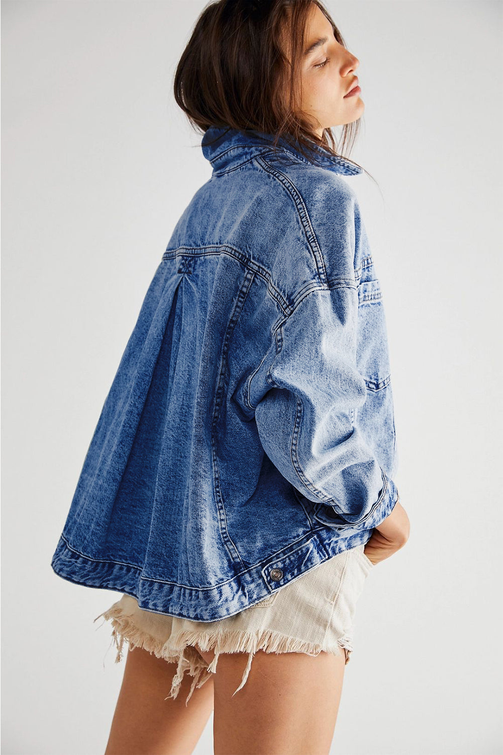 Women's Washed Oversize Pocket Denim Jacket