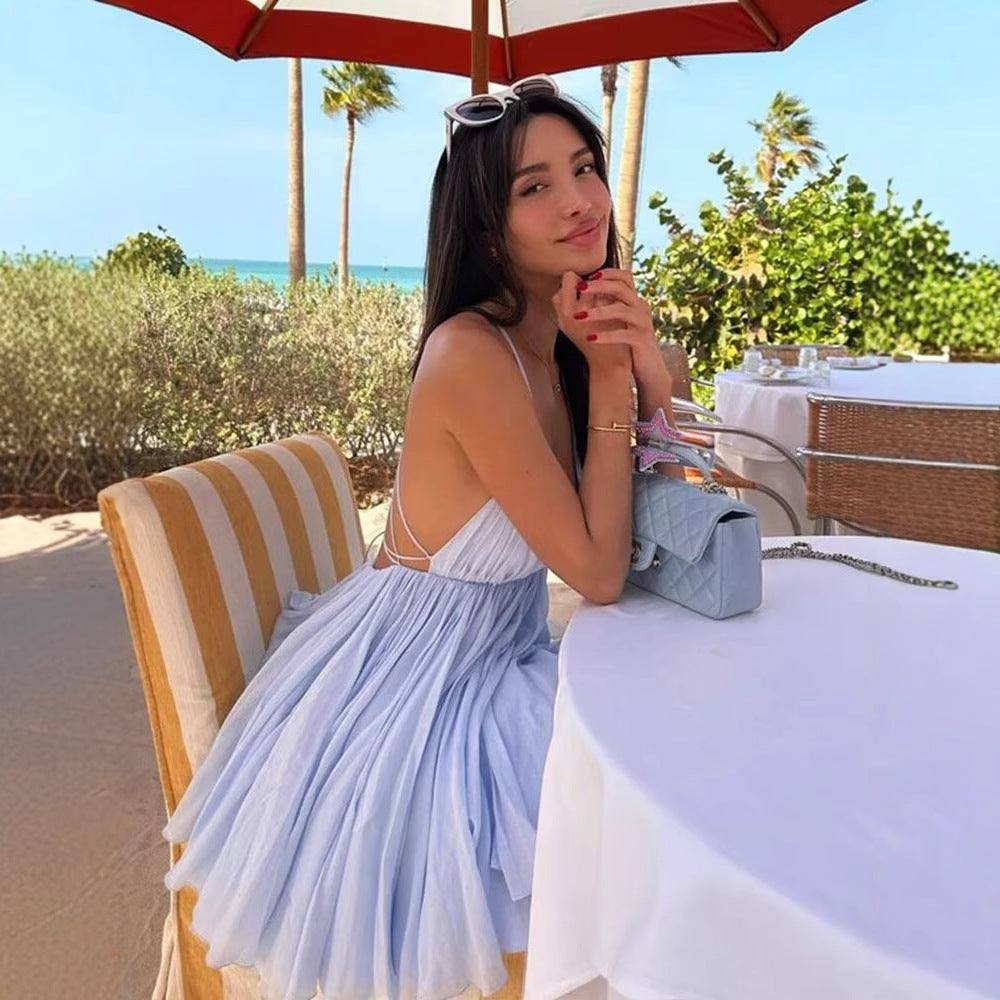 A-Line Umbrella Sexy Suspender Puff Dress