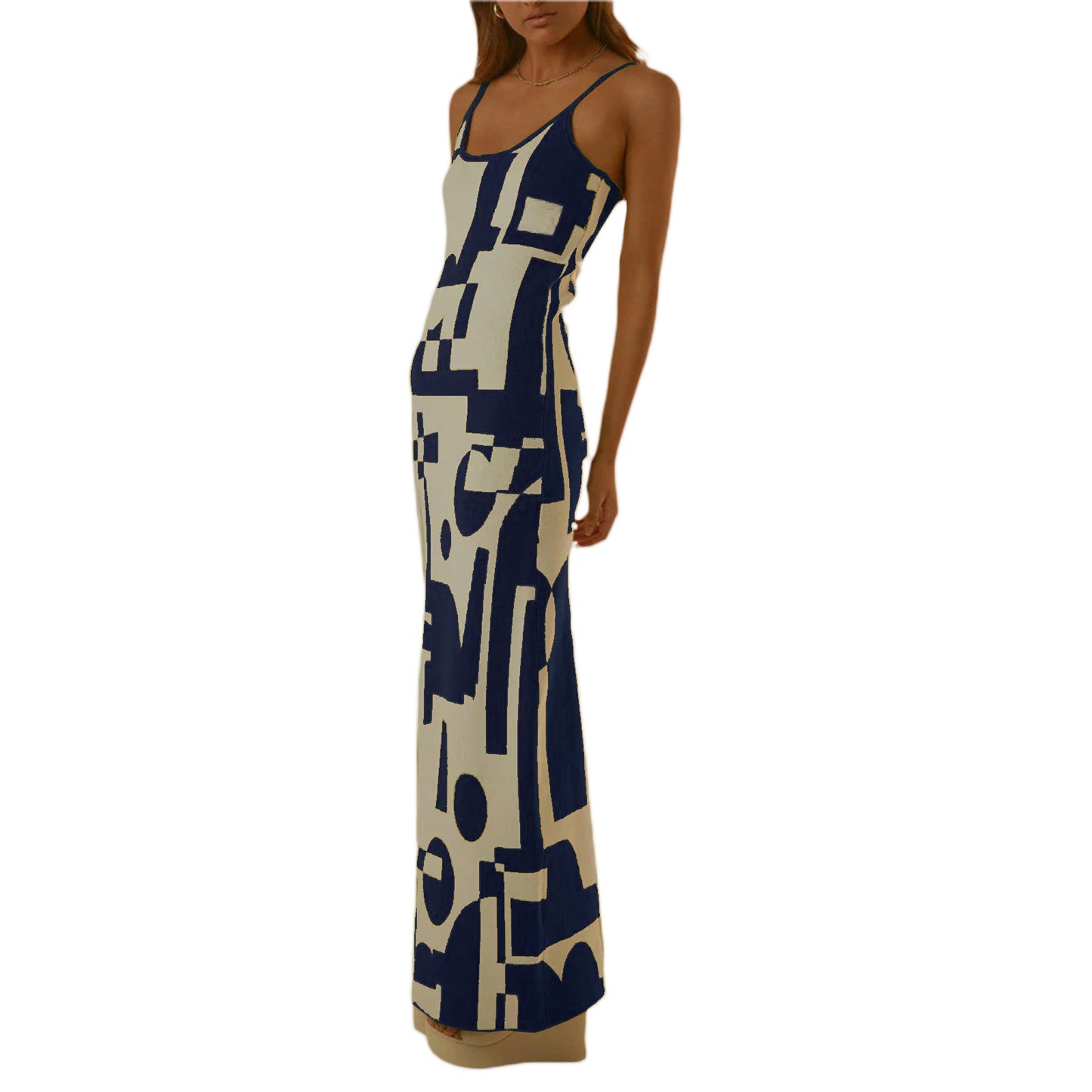 European & American Style Fashion Printing Slim-Fit Slimming Dress