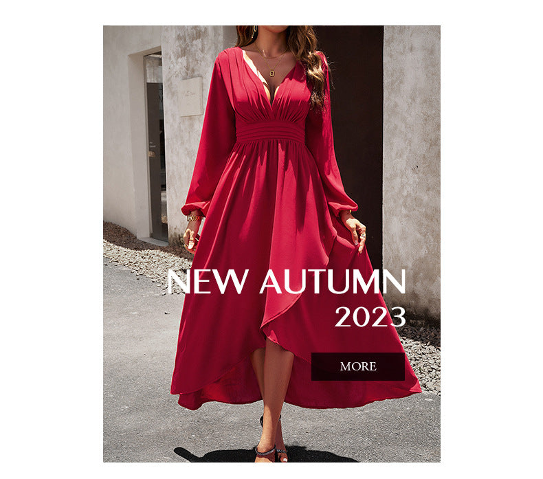 European & American Style Tight-Waist Slimming Large-Hem Dress