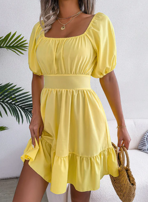 No Back Lace-up Big-Swing Chiffon Dress