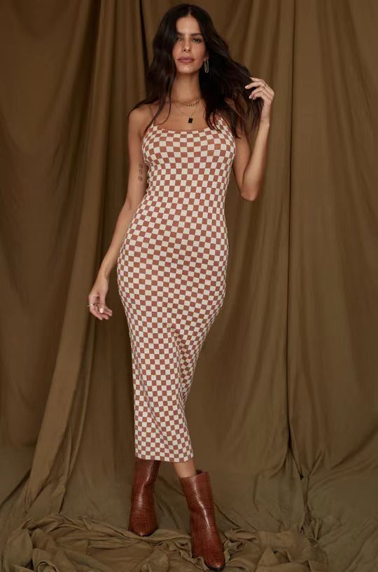 European & American Style Fashion Printing Slim-Fit Slimming Dress