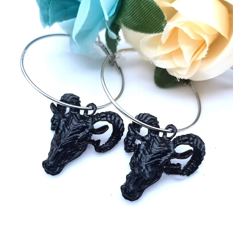 New Baphomet Style Goat Hoop Earrings
