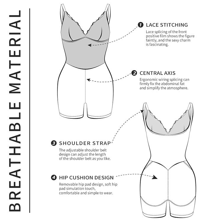 Hip-Shaping Lace Tight Braces Jumpsuit