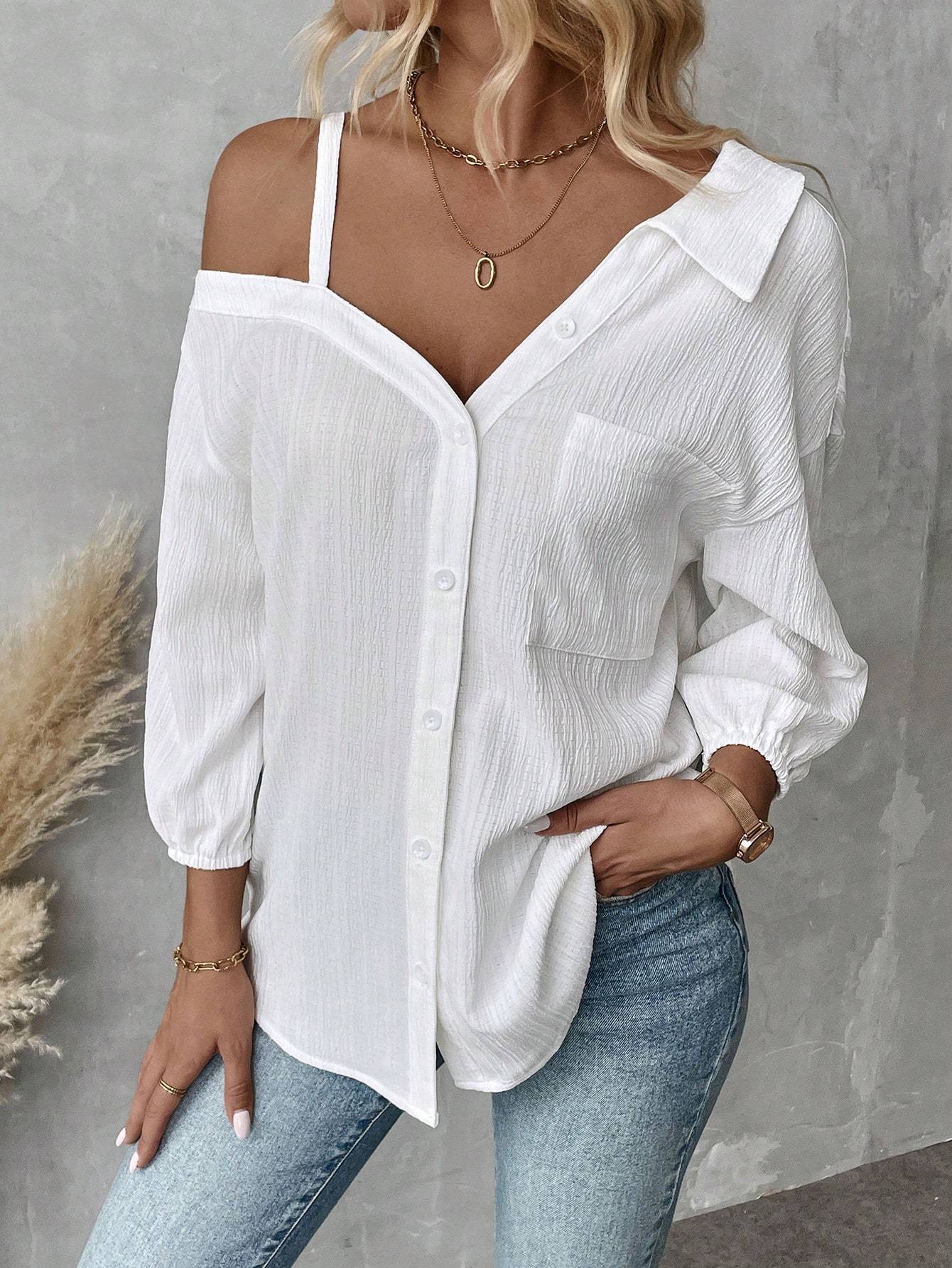 Dropped-Shoulder Loose Casual Blouse