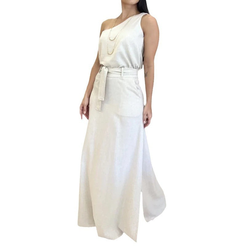 Sleeveless High-Waist Slit Long Dress