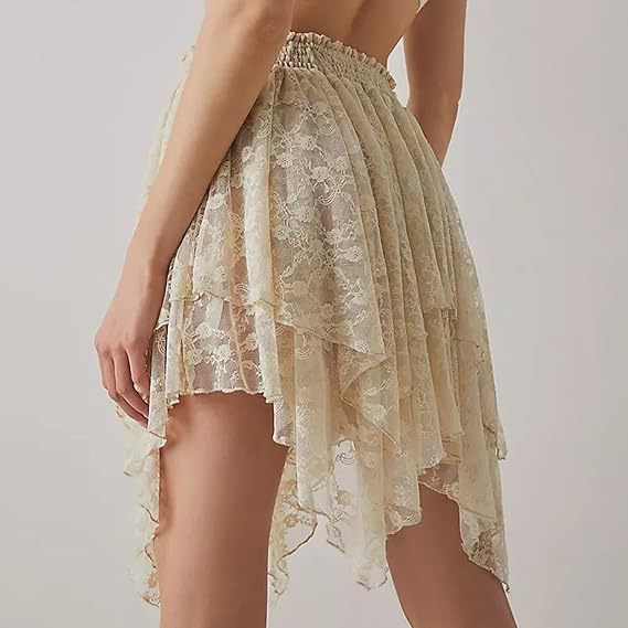 Pleated Frill Lace Layered Mini Skirt