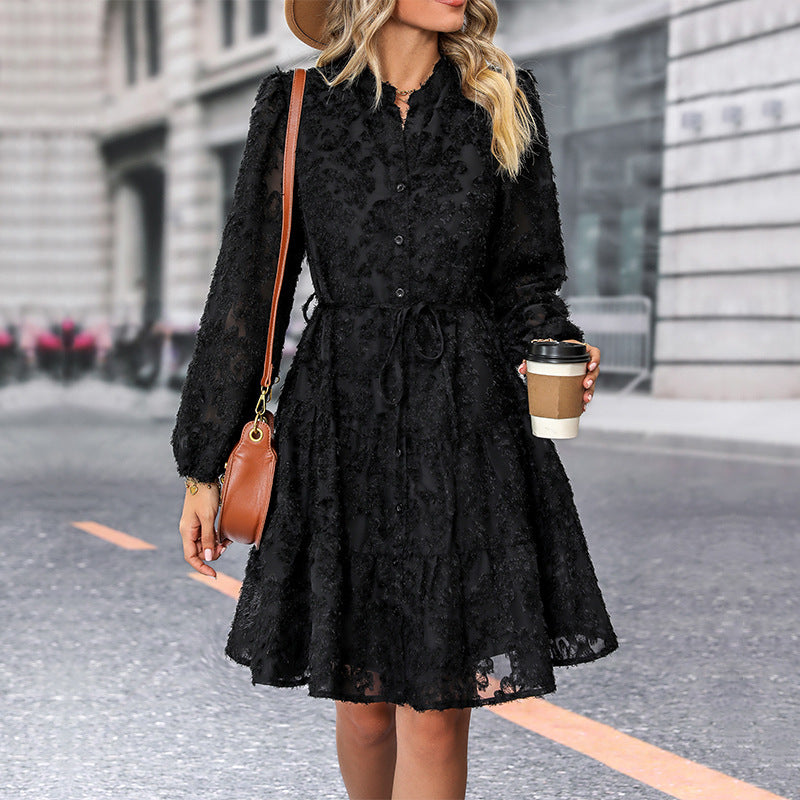 Lace Long-Sleeve Mini Dress