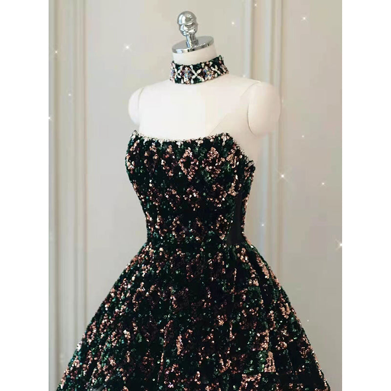 Drag-Tail Temperament Sequins Performance Dress