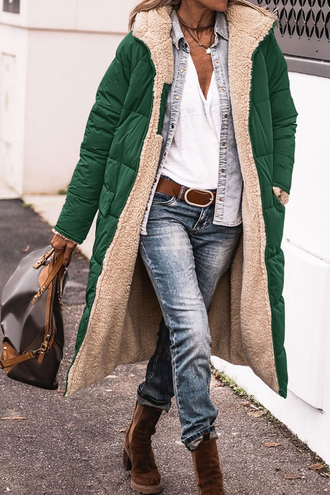 Double-Sided Hooded Long Jacket