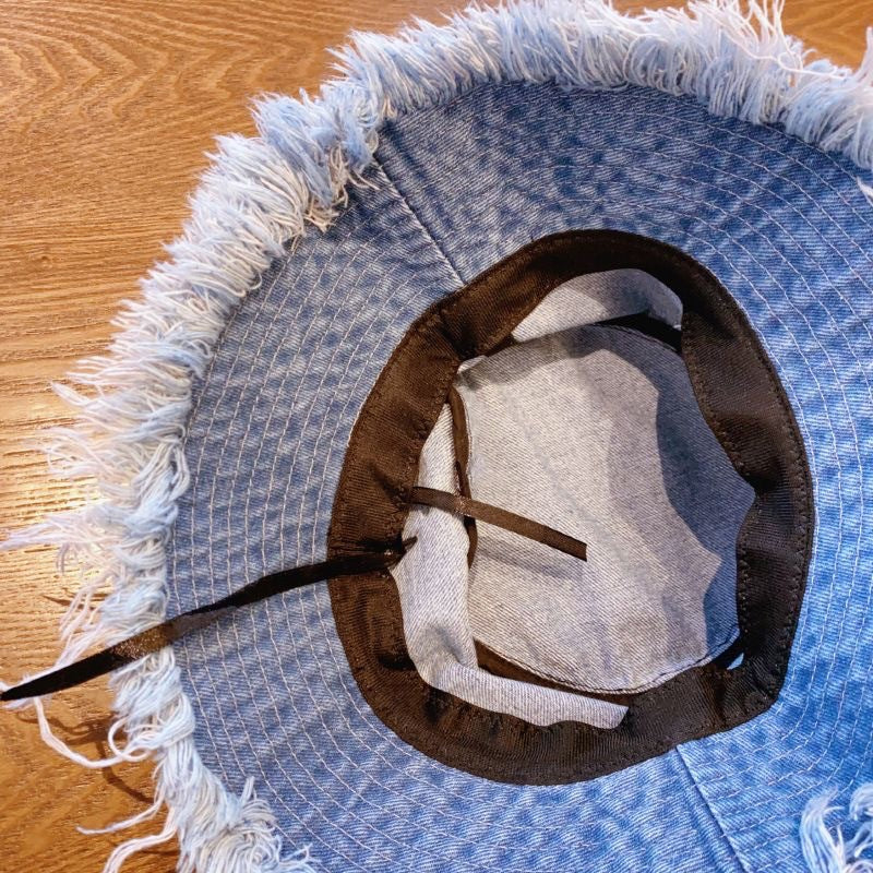 Denim Fisherman Hat for Women - Thin Washed Old Frayed Bucket-Edge Hat For Outdoors