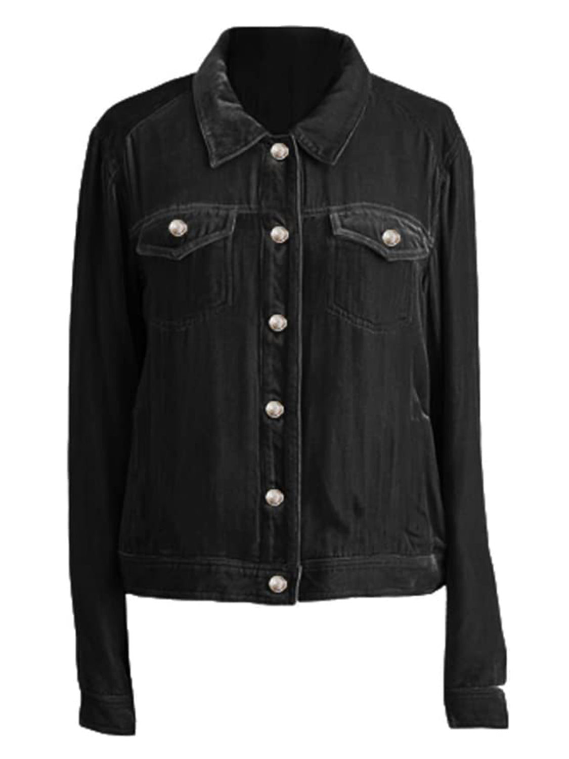 Button-Up Long-Sleeve Jacket With Chest Pockets - US Only