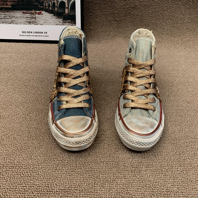 Cowboy Rivet High-Top Canvas Shoes For Women