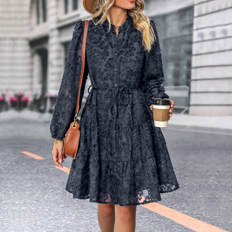 Lace Long-Sleeve Mini Dress