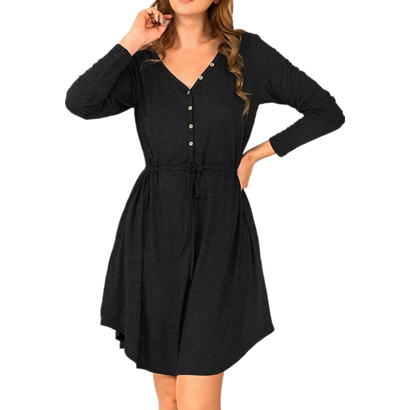 V-Neck Long-Sleeve Princess Dress