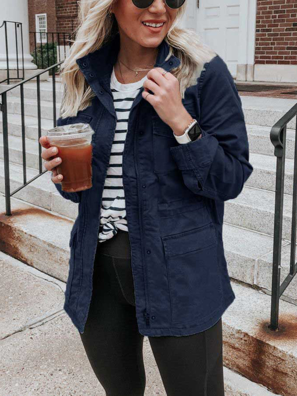 Pocketed Long-Sleeve Zip-Up Jacket - US Only