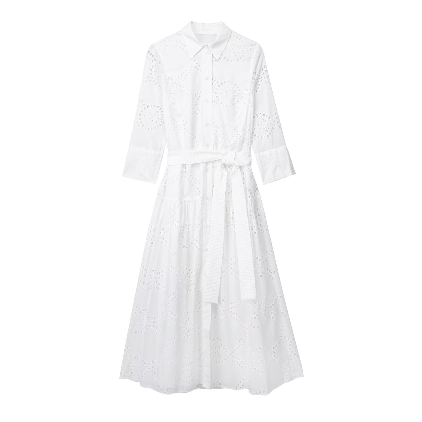 Embroidery Hollow-Out Long Dress