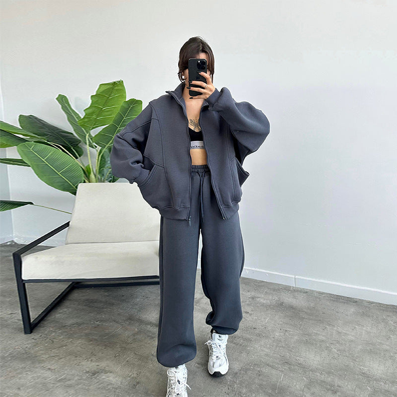 Stand-Up Collar Zipper Sports Outfit