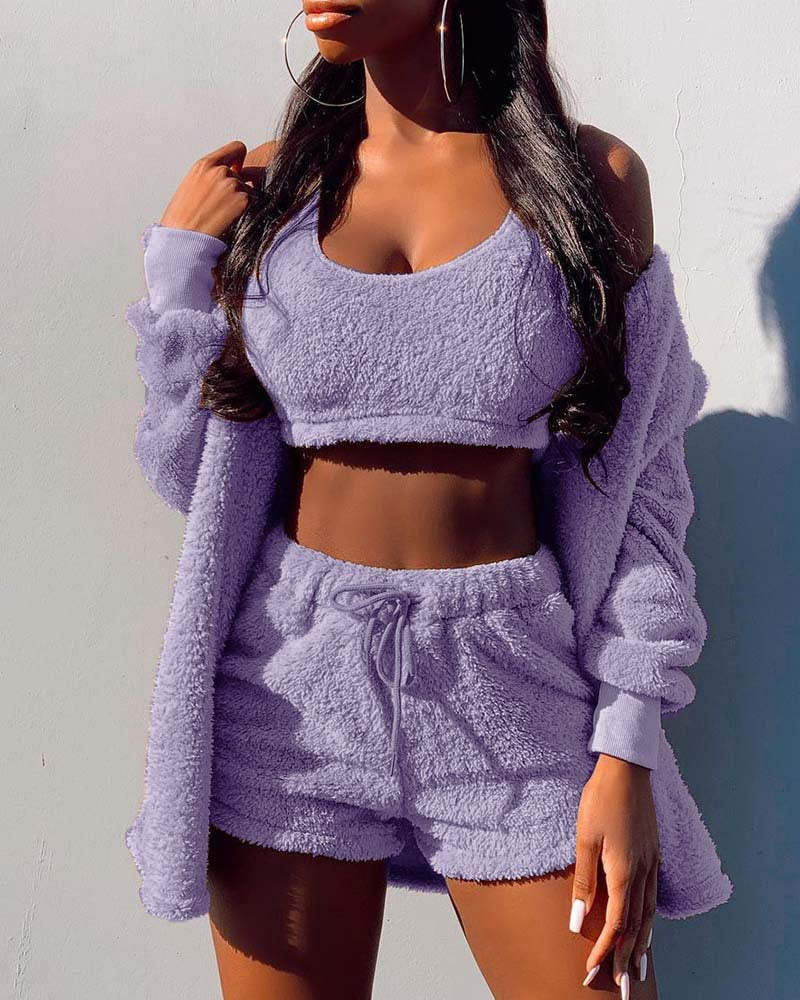 Casual Suit For Women - Coat+Shorts+Vest