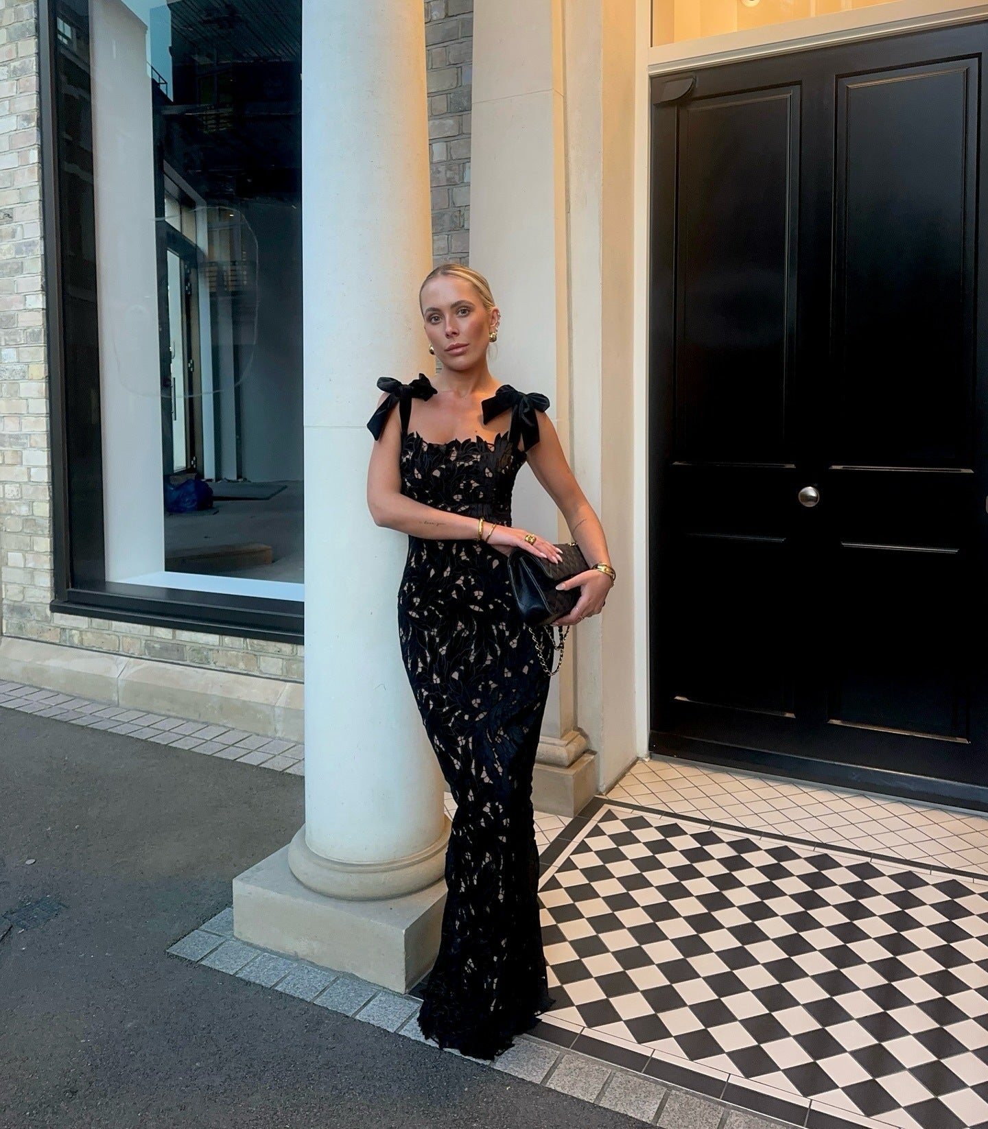 Bow Tie Maxi Dress With Lining